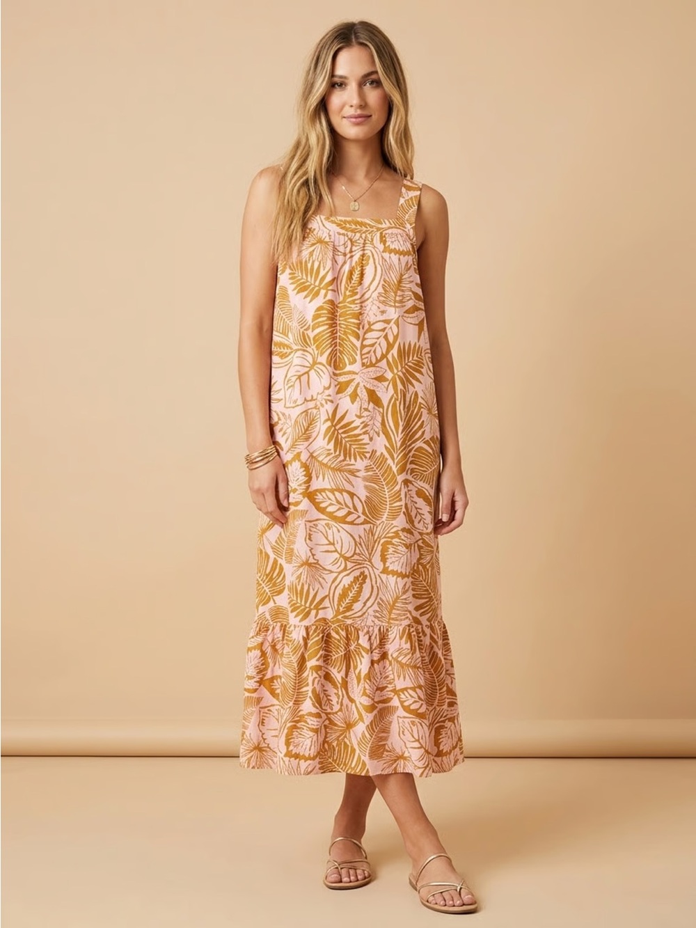 KOOLABURRA BY UGG | Tropical Print Sleeveless Midi Dress Sz S